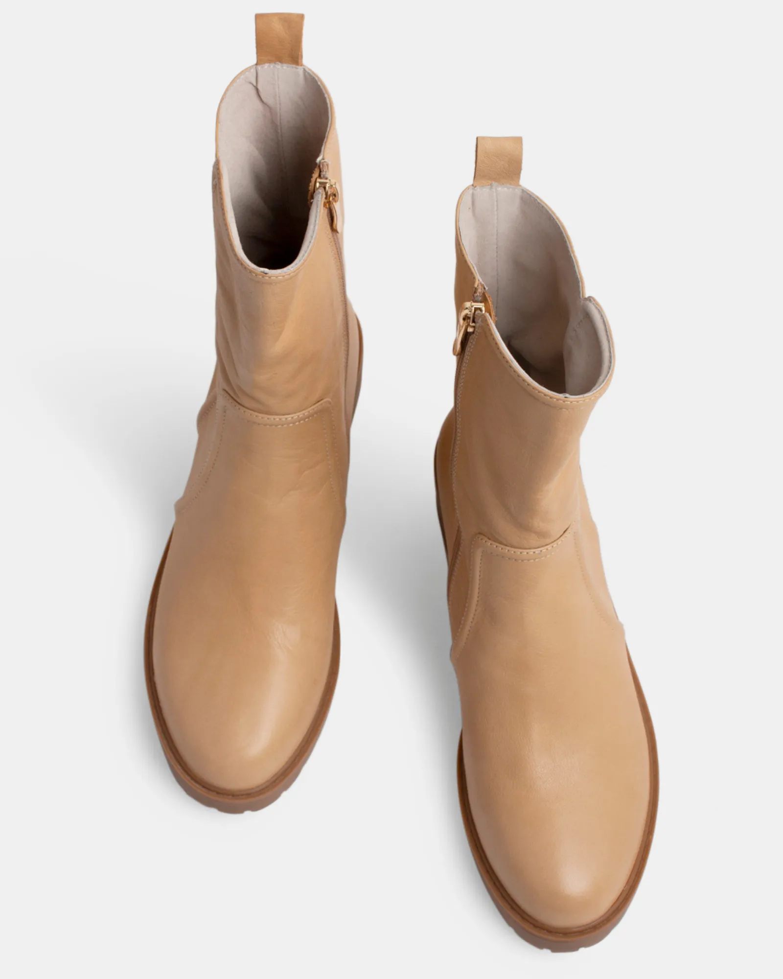 Penny Leather Boot - Beige