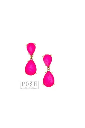 Posh By Pink Panache Neon Fuchsia Rhinestone Earring