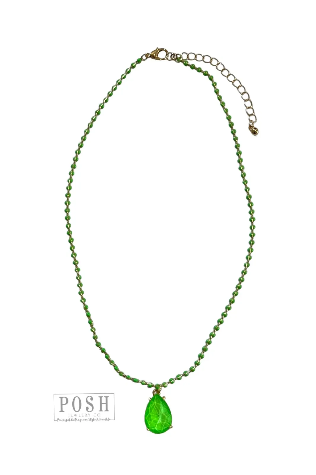 Posh By Pink Panache Neon Green Necklace With Large Green Pendant