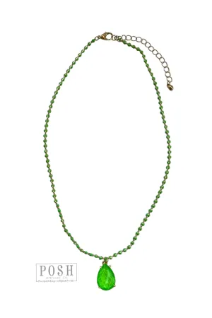 Posh By Pink Panache Neon Green Necklace With Large Green Pendant