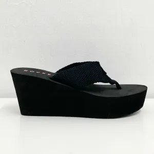 Rocket Dog Black Wedge Platform Flip Flops UK 8