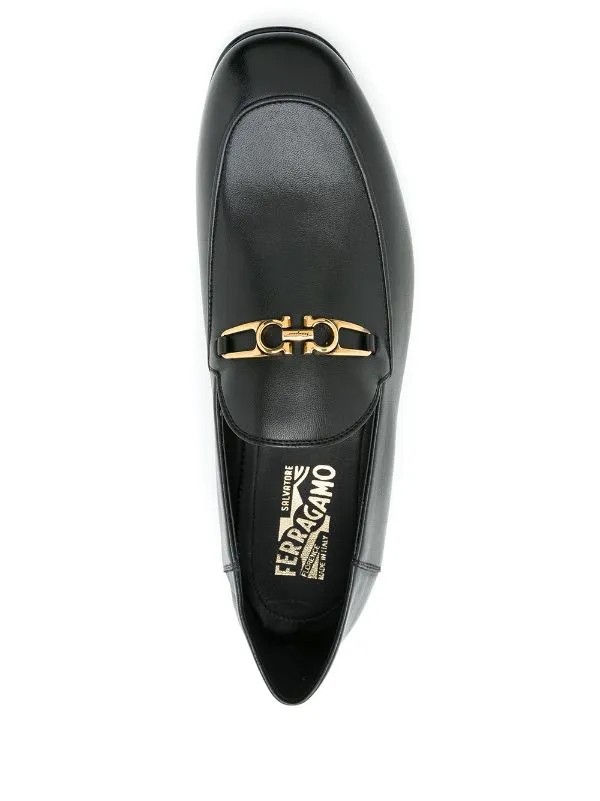 SALVATORE FERRAGAMO Melbourne Leather Loafers Black