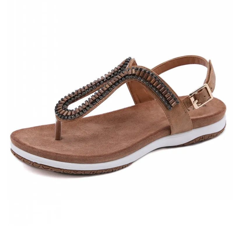 SIKETU | Soft Footbed Slingback Sandals With Wooden Beads Upper