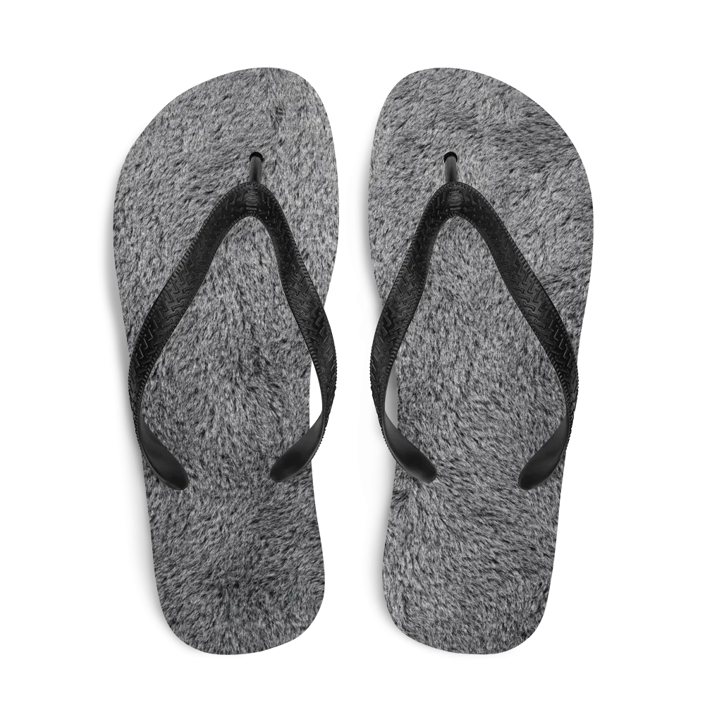 Soft Grey Fur Flip-Flops