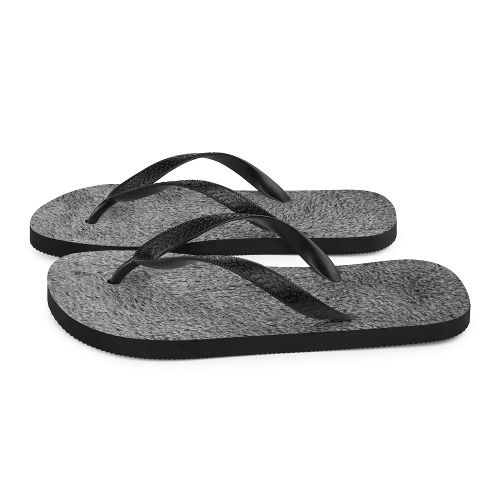 Soft Grey Fur Flip-Flops