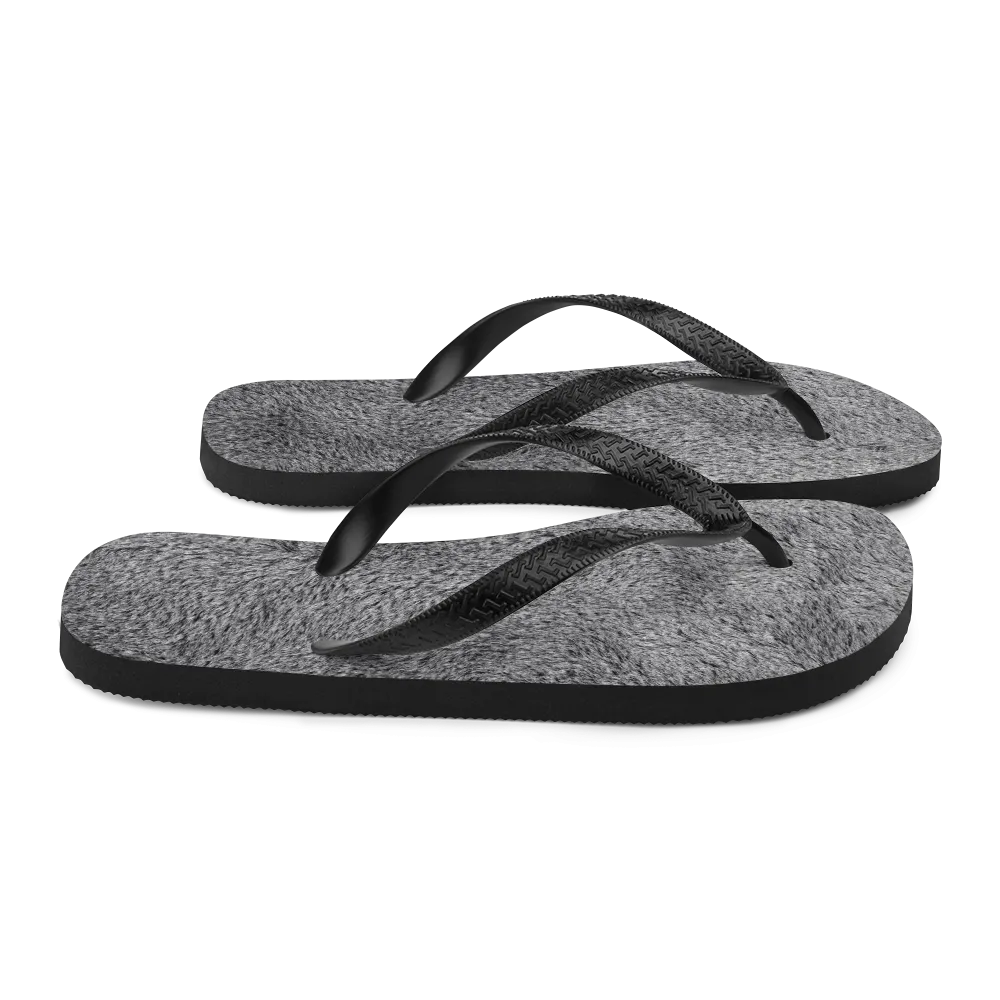 Soft Grey Fur Flip-Flops