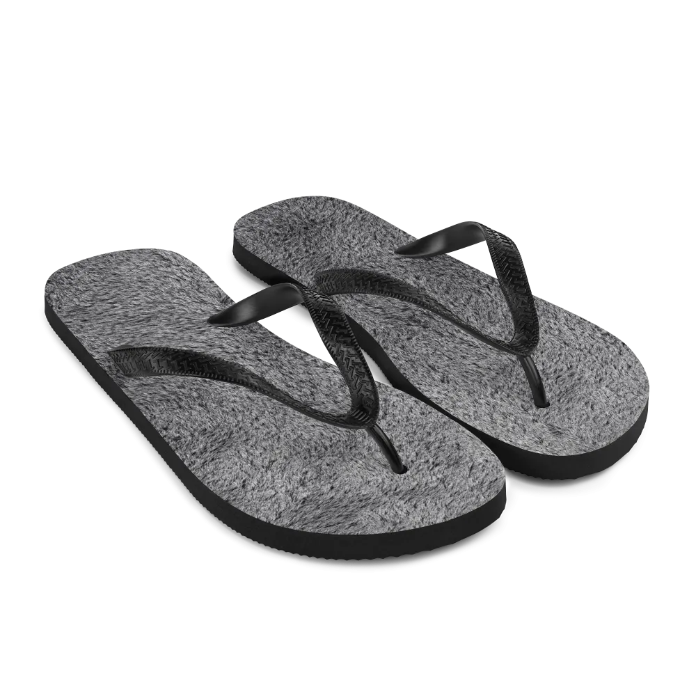 Soft Grey Fur Flip-Flops