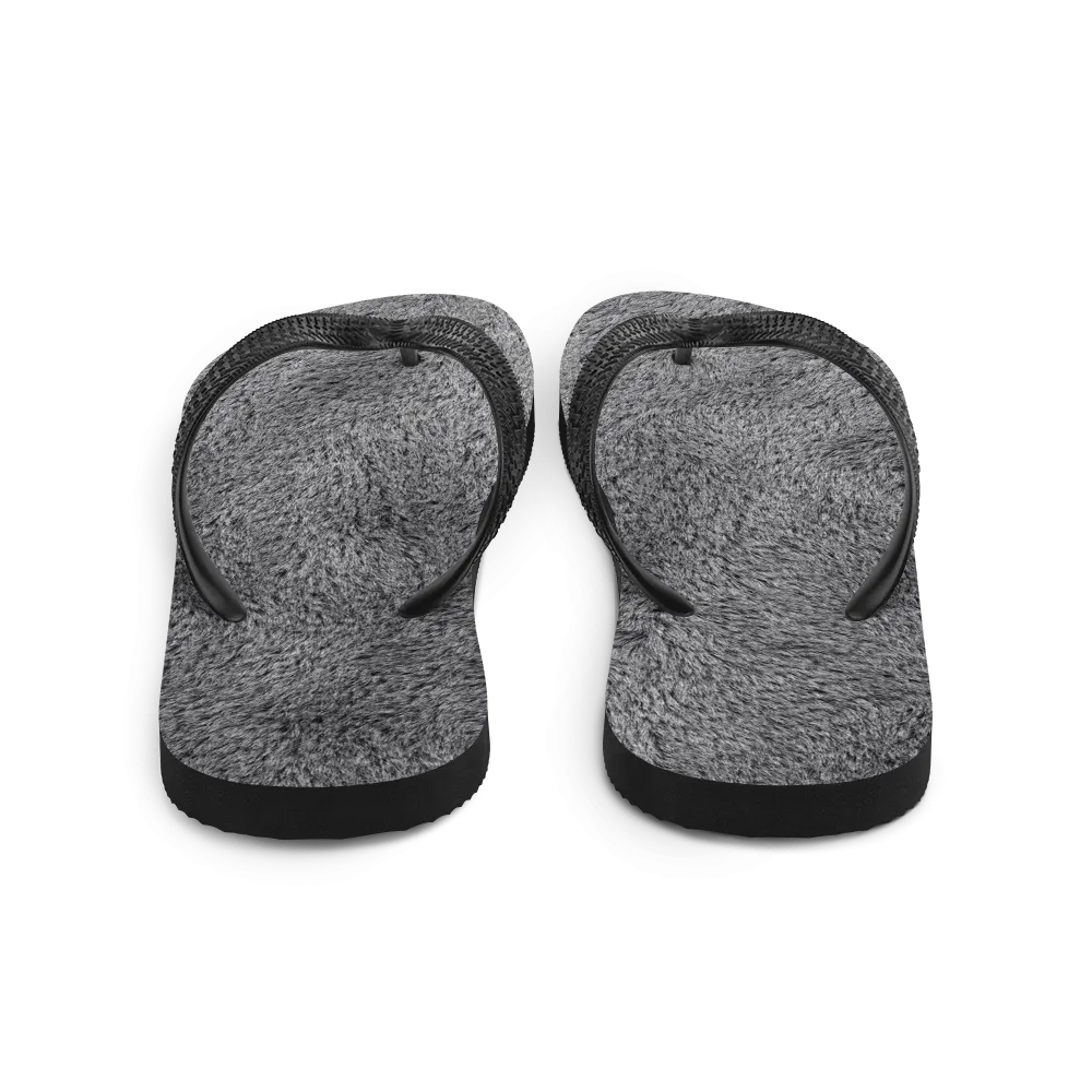 Soft Grey Fur Flip-Flops