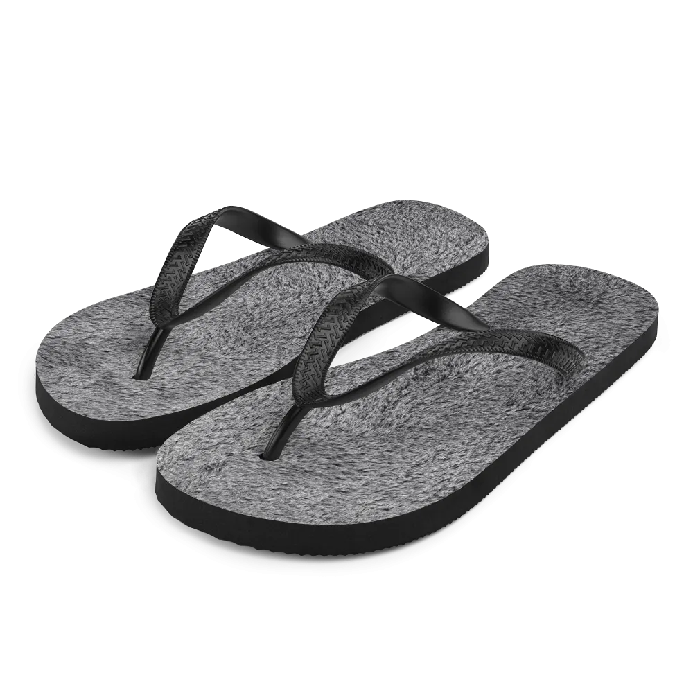 Soft Grey Fur Flip-Flops
