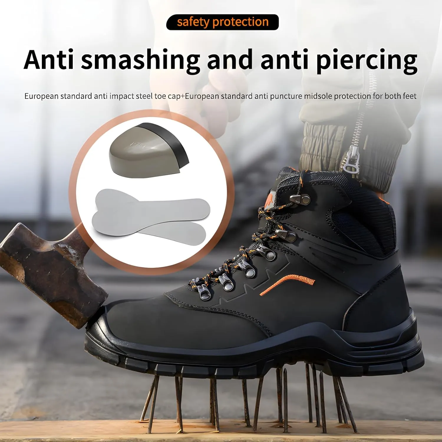 Steel Toe Shoes for Men Waterproof Construction Safety Work Boots Oil and Slip Resistant Puncture Proof Logger Boots