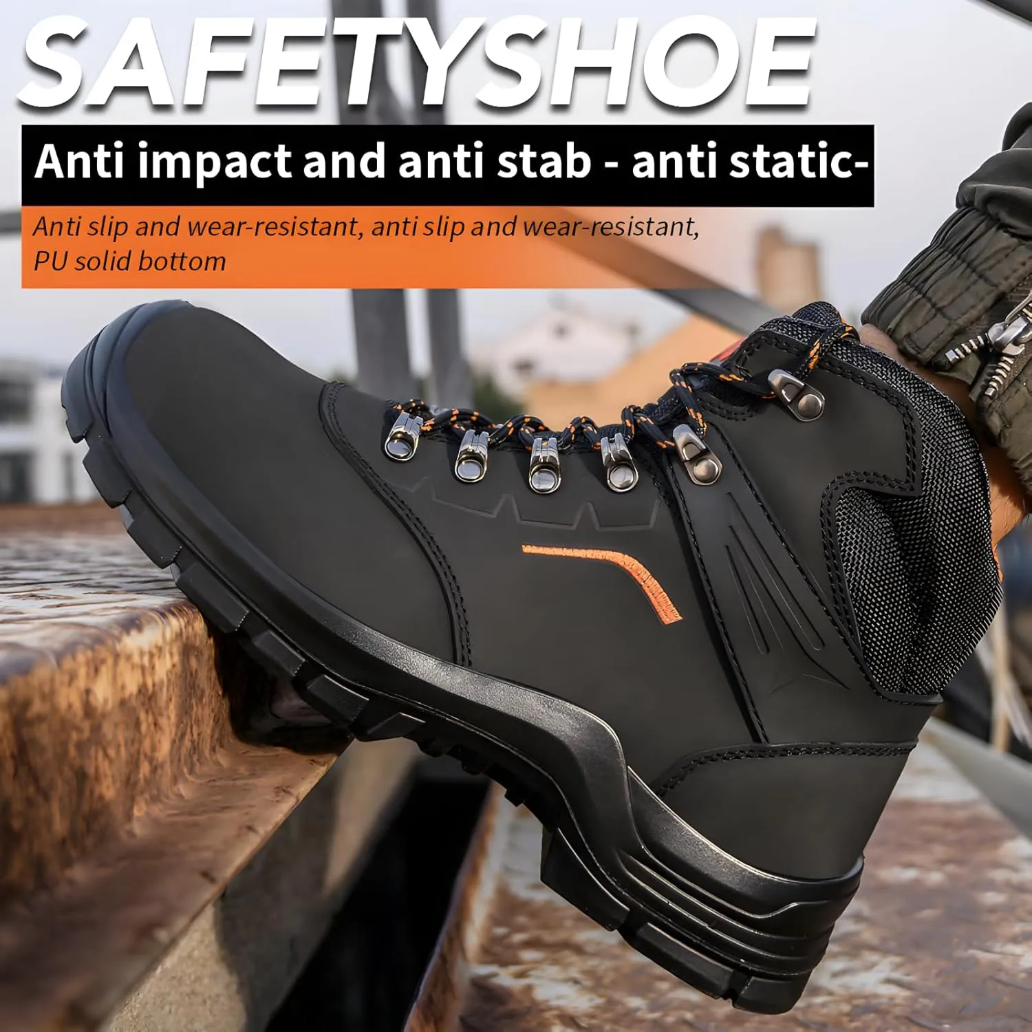 Steel Toe Shoes for Men Waterproof Construction Safety Work Boots Oil and Slip Resistant Puncture Proof Logger Boots