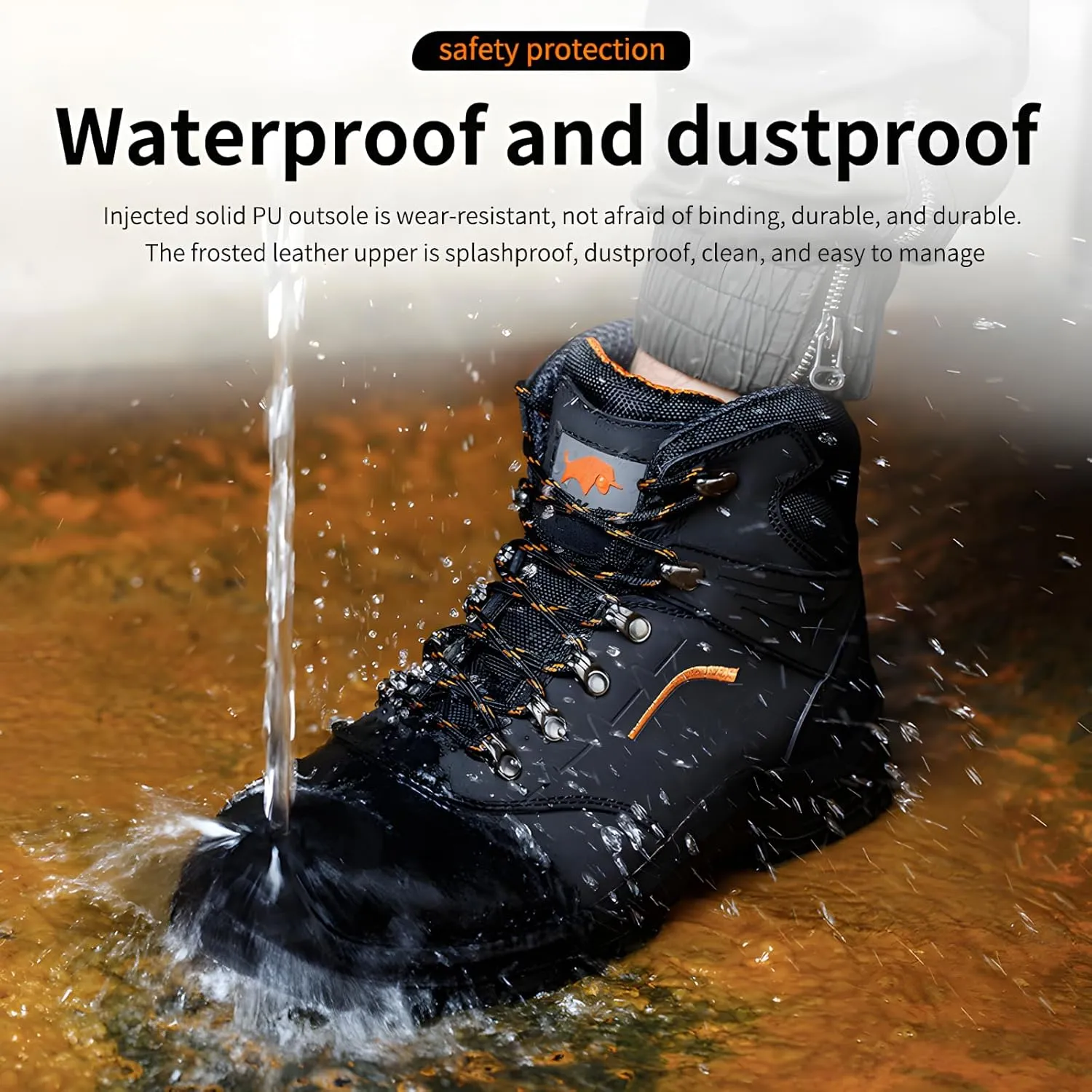 Steel Toe Shoes for Men Waterproof Construction Safety Work Boots Oil and Slip Resistant Puncture Proof Logger Boots