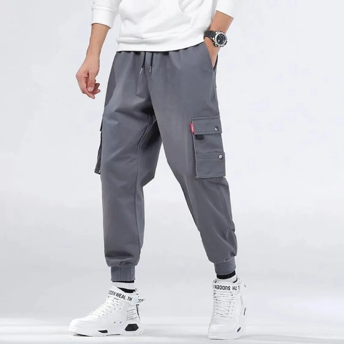 Stoergo - Cargo Broek Heren – Stijlvolle Joggingbroek met Zakken, Verstelbare Taille