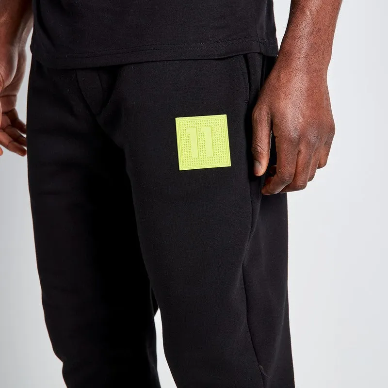 Taped Cut and Sew Perforated Logo Joggers - Black / Limeade