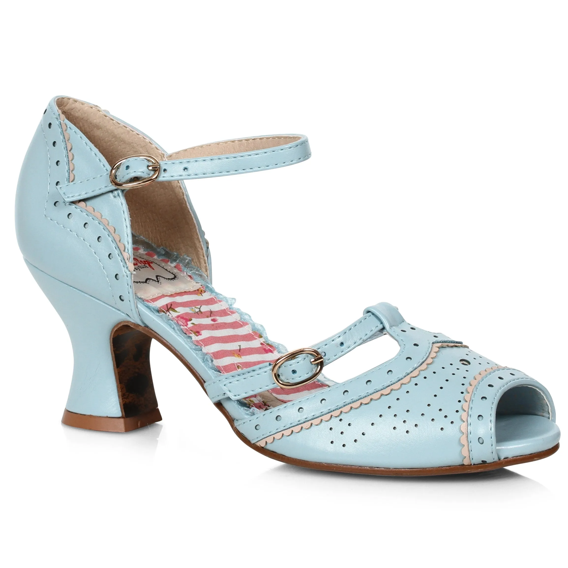 Two Toned T-Strap Peep Toe Shoe