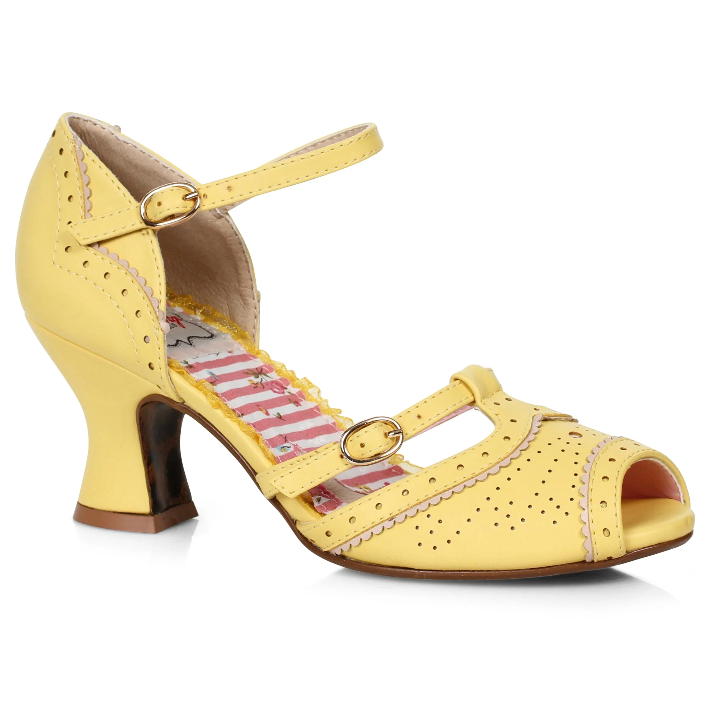 Two Toned T-Strap Peep Toe Shoe