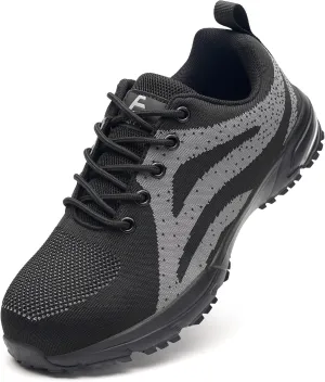 Unisex Adults Work Shoes - Black - All Seasons - Industrial & Construction - Lace-Up - Mesh - Moderate Cushioning - Hiking - Adults (Men & Women) Outdoor Enthusiasts & Athletes