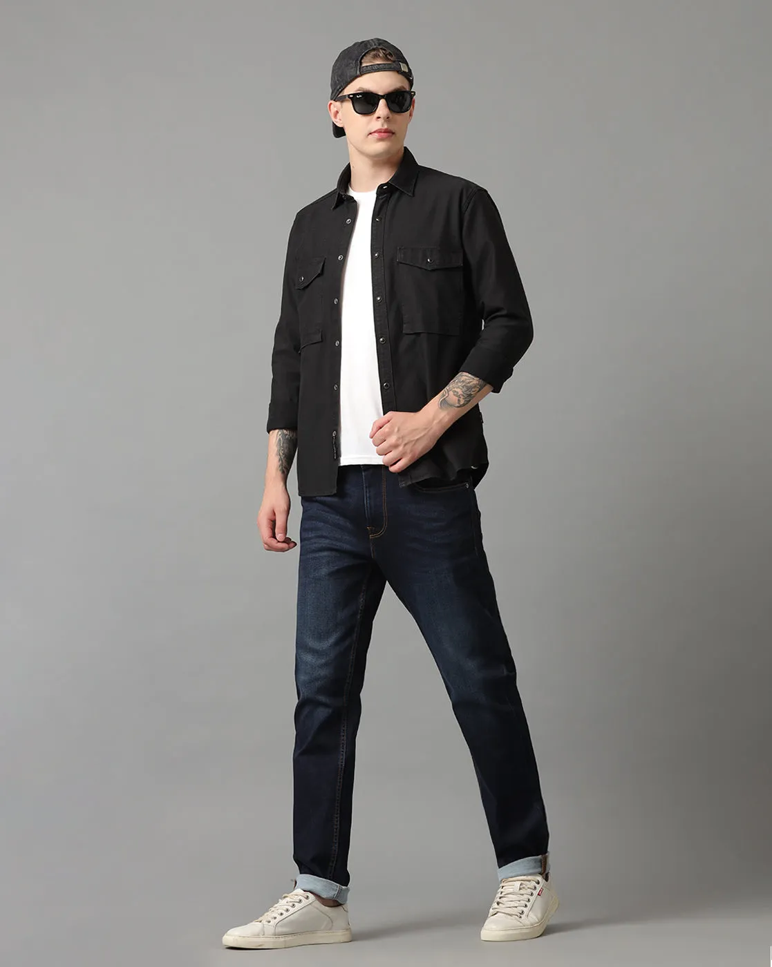 VOI JEANS MEN'S TRACK CROPPED SKINNY FIT JEANS