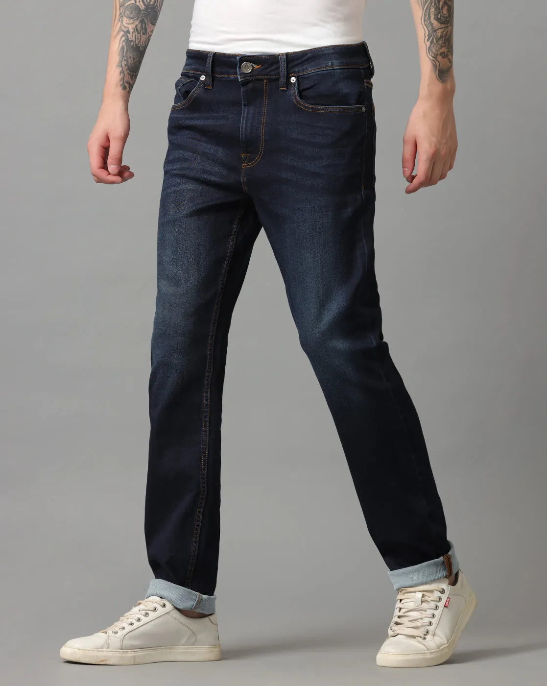 VOI JEANS MEN'S TRACK CROPPED SKINNY FIT JEANS