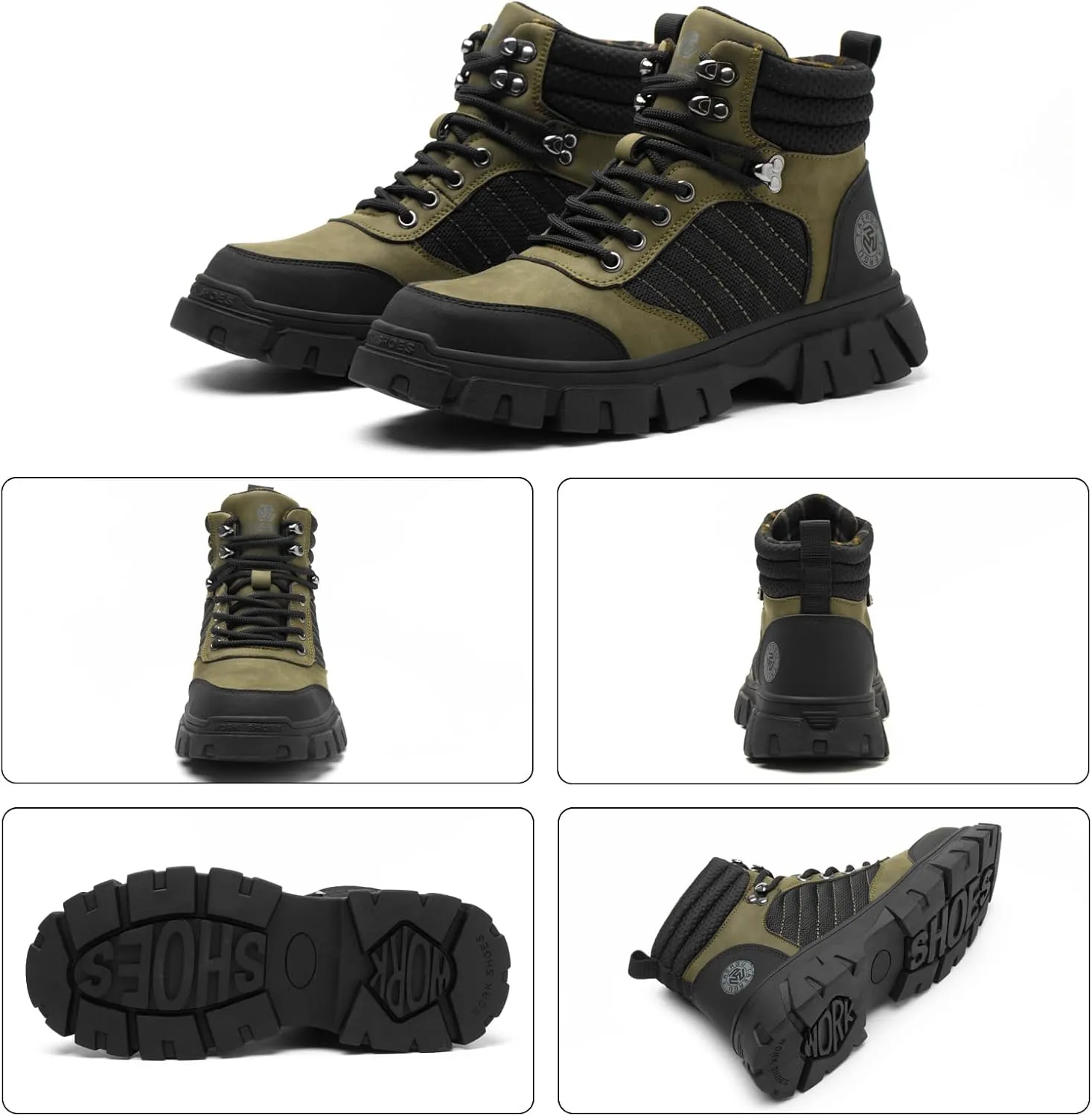 Waterproof Steel Toe Boots For Men-6 Inch Comfortable Mens Safety Work Boots Indestructible Steel Toe Shoes Lightweight Non Slip Puncture Resistant Industrial Construction Boot