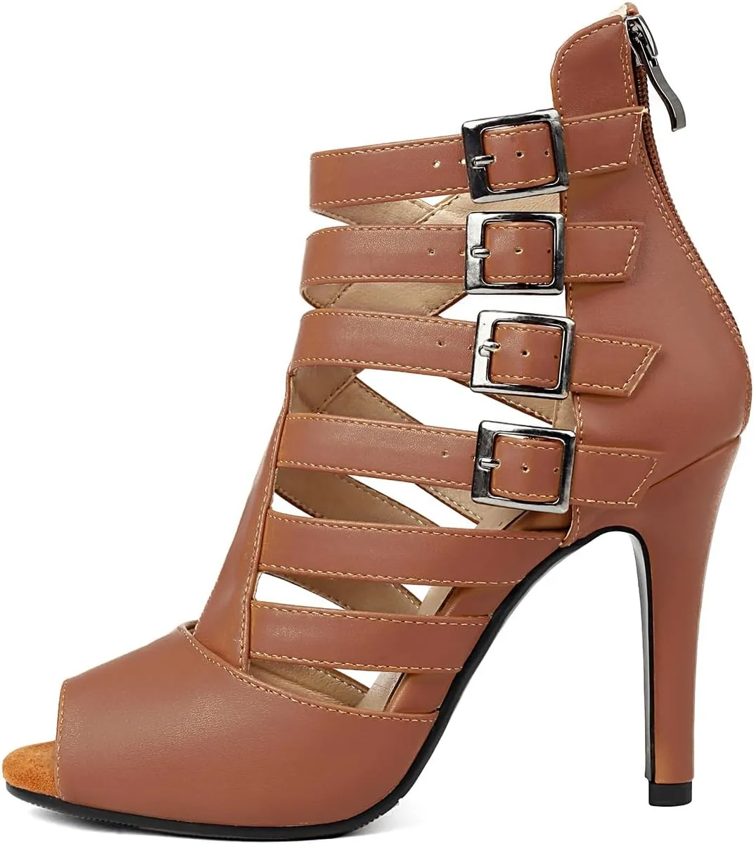 Women's Dance Heels Peep Toe Ballroom Salsa Dance Shoes Performance Ankle Dance Boots