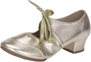 Womens Latin Ballroom Dance Low Heels Prom Wedding Dress Pumps Bow Wedges Shoes Closed Toe Comfortable Pumps