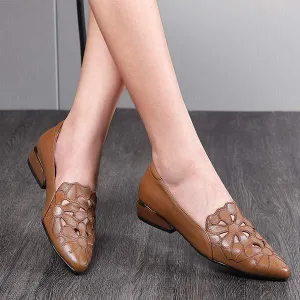Women's Low Heel Sandals with Hollow Out and Embroidery 51360106C