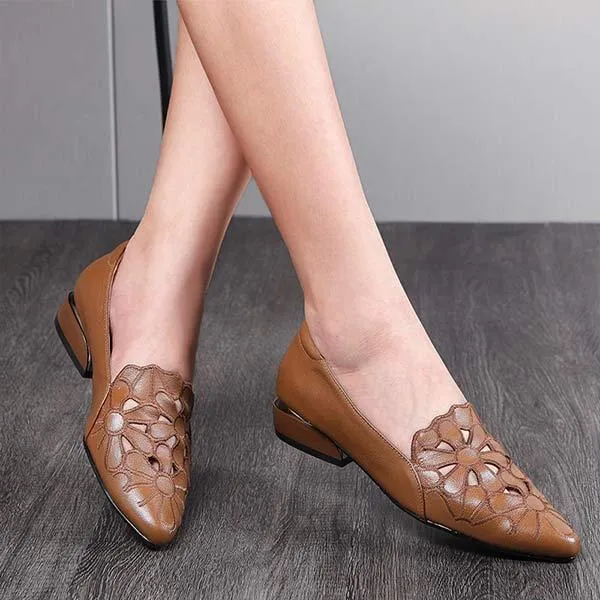 Women's Low Heel Sandals with Hollow Out and Embroidery 51360106C