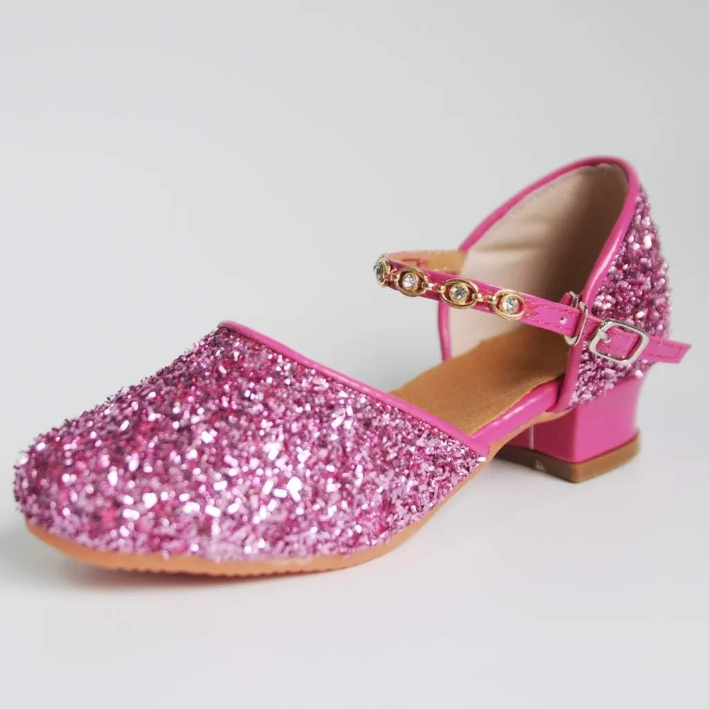 Women's Prom Ballroom Latin Dance Shoes Square Dance Shoes Sandals Leather Heeled Sandals
