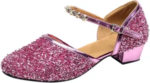 Women's Prom Ballroom Latin Dance Shoes Square Dance Shoes Sandals Leather Heeled Sandals