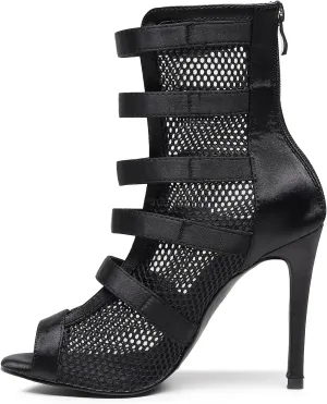 Women's Sexy Stilettos High Heel 3.5" Dance Heels Fashion Mesh Dancing Boots Sexy Lace Up Ankle Peep Toe Dance Booties