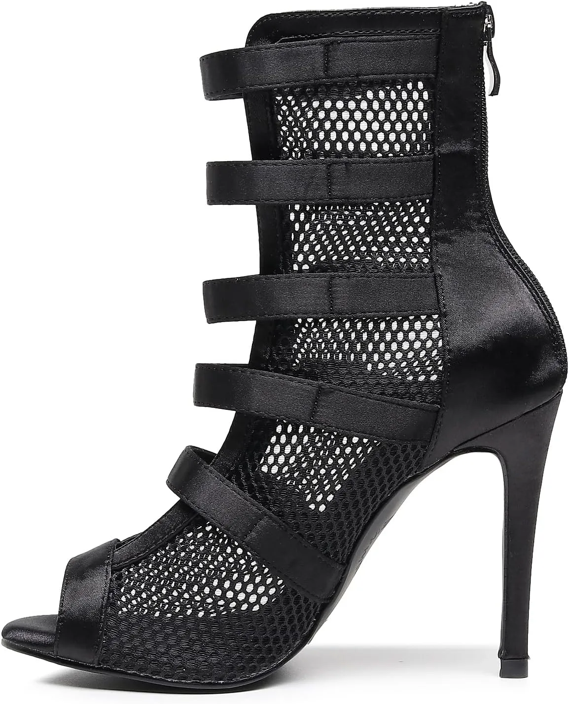 Women's Sexy Stilettos High Heel 3.5" Dance Heels Fashion Mesh Dancing Boots Sexy Lace Up Ankle Peep Toe Dance Booties