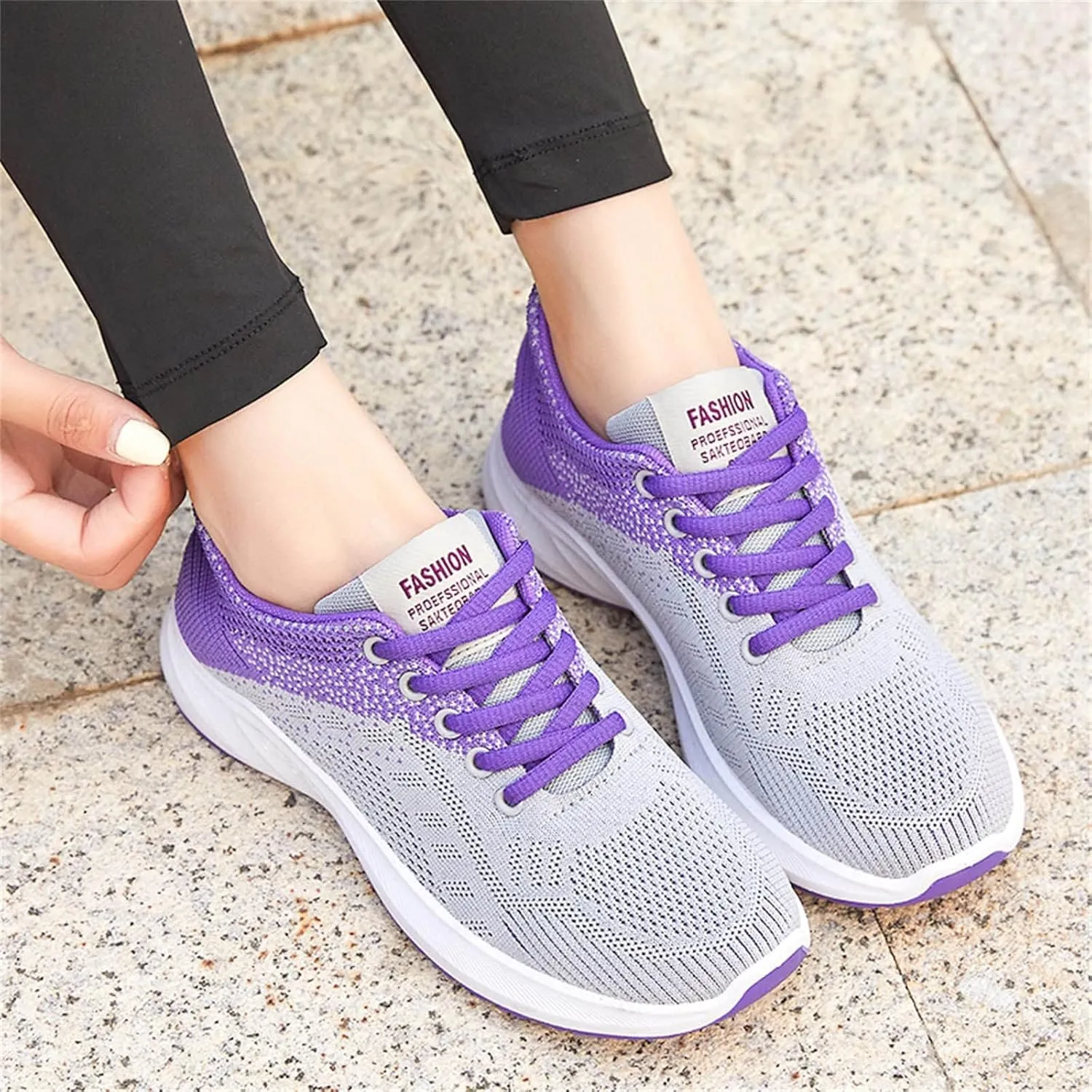 Women's Walking Sock Shoes Elastic Knit Lightweight Womens Tennis Shoes Wide Width Casual Shoes Black Platform Sneaker White Tennis Shoe Cross Trainer Shoe